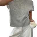 SOLY HUX Women's Short Sleeve Sweater 3D Floral Sweaters Pullover Tank Tops Knit Vest Trendy Fashion Clothing Small