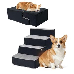 Dog Stairs for Small Dogs, 3 Step Dog Stair for High Bed and Couch, Non-Slip High Density Foam Sturdy Pet Steps with Removable Washable Cover for Older Cat