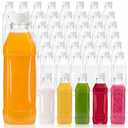 Ferrochef 50 Pack 12 oz Plastic Juice Bottles with Caps,PET,White