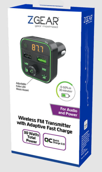 ZGear Wireless FM Transmitter With Adaptive Fast Charge