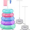 Hahood 2 Pack Metal Pool Float Storage Rack Pool Float Holder with Water Bag 63" x 33" Pool Float Organizer Swimming Ring Rack for Outdoor Summer Beach Floaties Towel Goggles