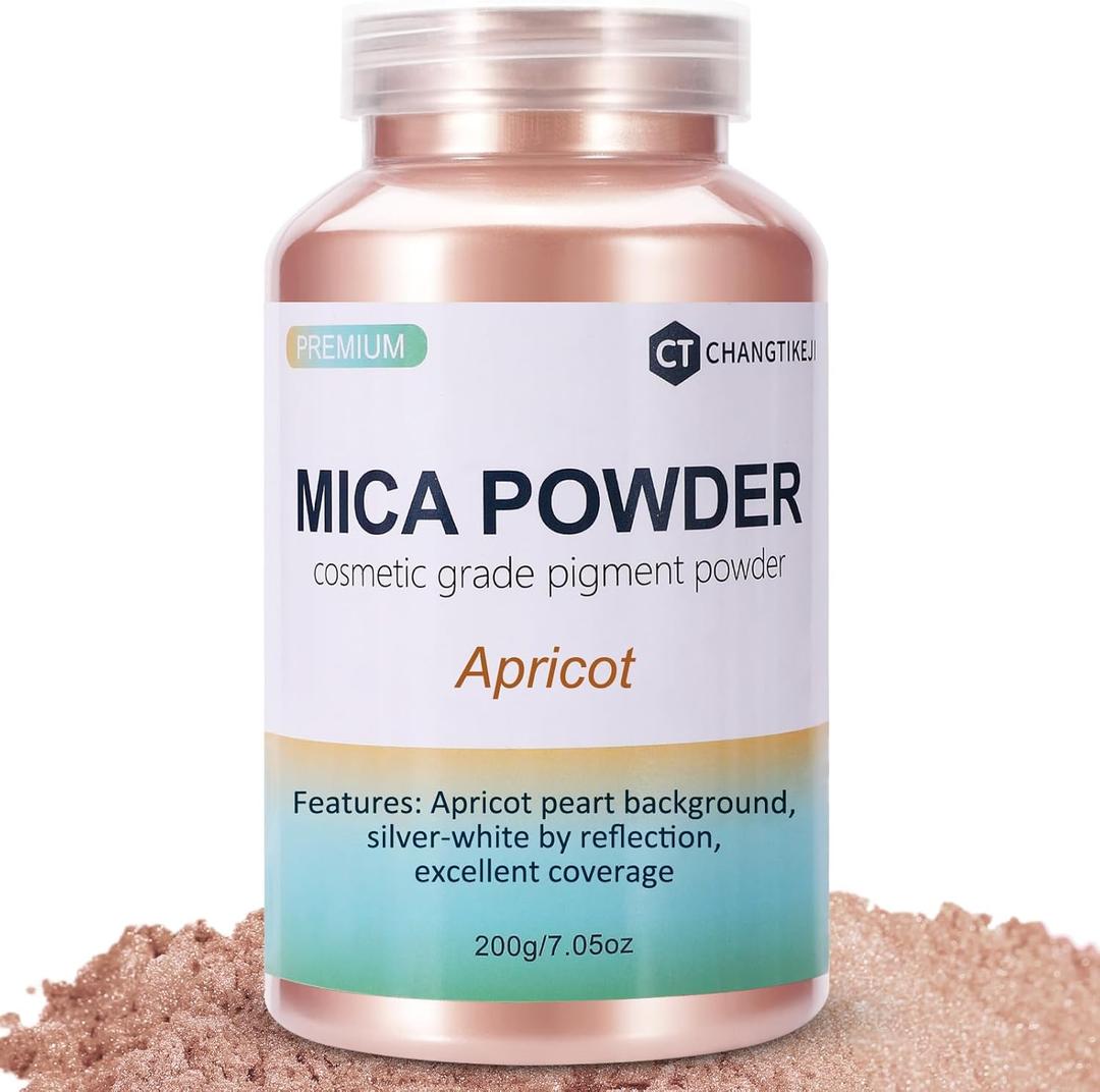 Mica Powder,7.05OZ200g,Apricot Mica Powder Pigment for Epoxy ResinLip GlossCar PaintDyeSoap MakingNail Polish,Epoxy Resin,Candle Making,Bath Bombs