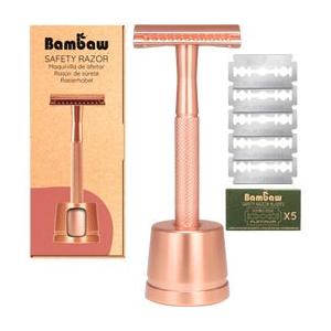 Bambaw Safety Razor with Stand, Rose Gold