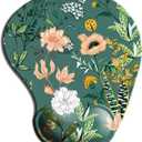 DOOKE Ergonomic Mouse Pad with Wrist Support, Cute Mouse Pads with Non-Slip PU Base for Home Office Working Studying Easy Typing & Pain Relief Dark Green Floral