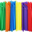 ALINK 500-Pack Solid Colors Flexible Drinking Straws, Plastic Disposable Bendy Straws - 7.75" x 0.23"