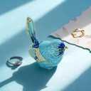 YU FENG Enamel Bird Trinket Box Jewelry Organizer, Hand Painted Decorative Hinged Keepsake Box Blue Bird