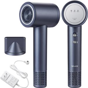 YALICE Cordless Hair Dryer Rechargeable with Digital Screen, 15000mAh Travel Hair Dryer with Magnetic Nozzle, 4 Mode Portable Hair Blow Dryers for Women Kids Outdoor Camping Beaches (Gray)