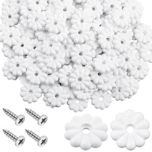 CroBlissful 50 Pack Rosette Washers with Screws, Mobile Home/RV Ceiling Rosette Buttons, Diameter 1-1/8 Inch Decorative Washers (White)