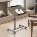 LINGMI Laptop Table Mobile Adjustable Height Portable Desk Notebook Swivel PC Computer Rolling Desk with Wheels, Laptop Stand for Couch Bedside Hospital Bed Table