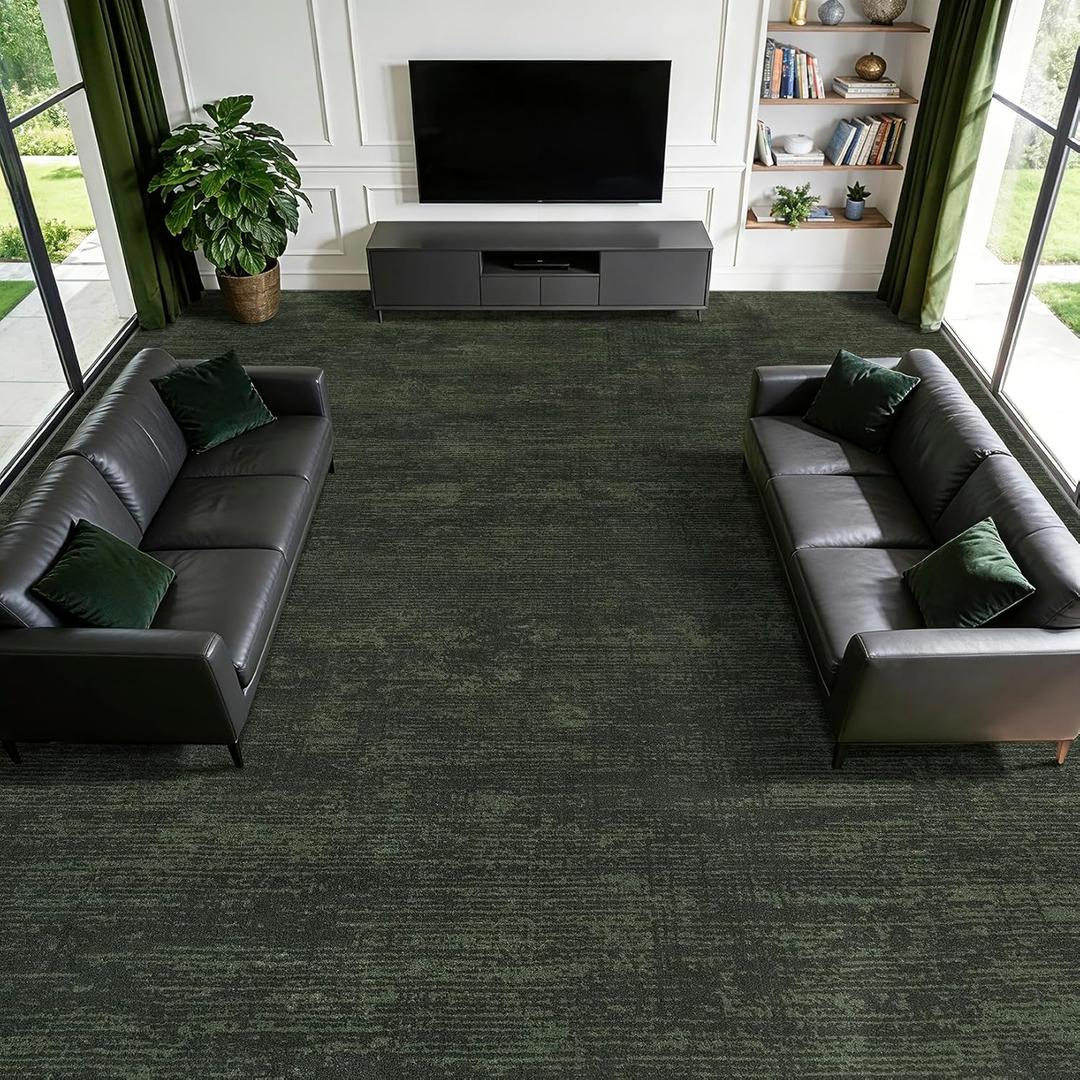 9x12 Washable Area Rug, Dark Green Solid Area Rugs for Living Room&Bedroom