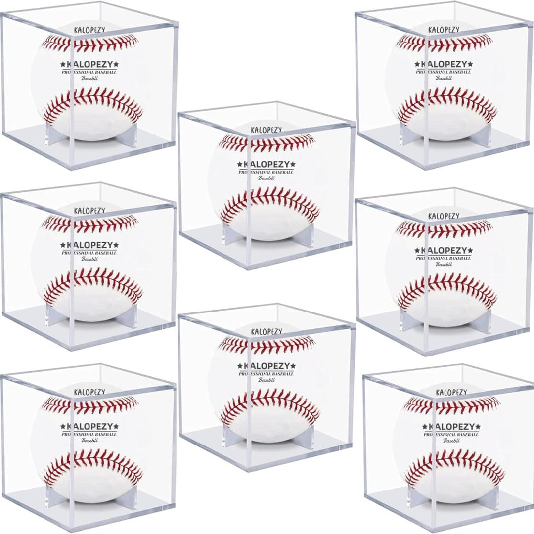8 Pack Baseball Display Case, UV Protected Acrylic Boxes for Display,Clear Display Case Baseball Cube Memorabilia Showcase Autograph Ball Protector