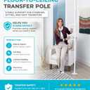 Stander Double Handle Non-Rotating Floor to Ceiling Grab Bar, No-Drill Tension Mounted Transfer Pole for Seniors, Bath Safety & Bedside Assist Rail for Home Standing Support & Fall Prevention, White
