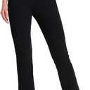 Yogipace,4 Pockets/Belt Loops,Petite Women's Stretchy Cropped Yoga Dress Pants Kick Flare Work Pants Capris,23",Black,Size M