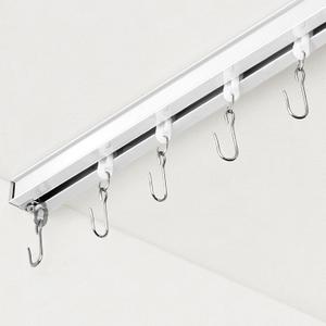 FELIDESIGN Curtain Track, Ceiling Curtain Track for Room Divider, Ceiling Mount Rail Set with Roller Hooks, White, 9ft - 12ft