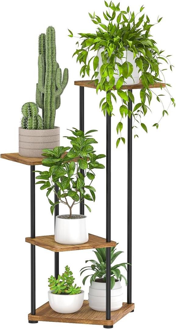 Plant Stand Indoor, 4-Tier Tall Plant Stands Plant Shelf Indoor Clearance, Corner Display Rack Flower Pot Holder, Metal Flower Shelves for Multiple Plants