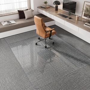 Office Chair Mat for Carpeted Floor, 46 × 72 Inch Low Pile Carpet Rolling Chair Mat, Large Plastic Computer Office Floor Mat, Thick Wear-Resistant PVC Carpet Protector Mat, Smooth Gliding Movement, 46"x72" Rectangle