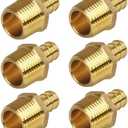 JUWO PEX Fitting, 1/2" Male NPT to 1/2" PEX Adapter for Plumbing Repairs or Remolding, Sturdy and Durable Brass Crimp Fitting (6 Pack)