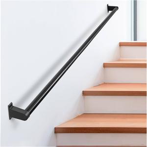 Industrial Stair Railing Metal Hand Rails for Indoor & Outdoor Steps Wall Mount Hand Rails for Indoor Stairs 1.25" Pipe Stair Handrail for Steps Aluminum Staircase Handrail Hand Railing 4ft