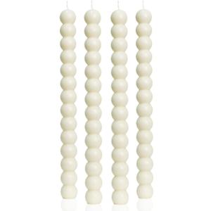 MAITREYA Ivory Tall Taper Candle Stick Candles Spiral Taper Candles-Set of 4 for Decoration Weddings Party Church-Unscented Dripless Candles,10inch(D-Ivory-new)