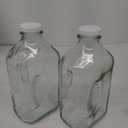 Glass Milk Jugs Bottles - Half Gallon / 2Qt Container Pitcher with Airtight Screw Lids and Handle for Milk, Breastmilk, Juice, Iced Tea, Cold Water, 64 OZ Set of 2