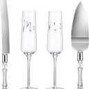 Boao 4 Pieces Wedding Toasting Flutes and Cake Server Set Wedding Reception Supplies Champagne Glasses Cake Knife Pie Server (Clear,Classic)