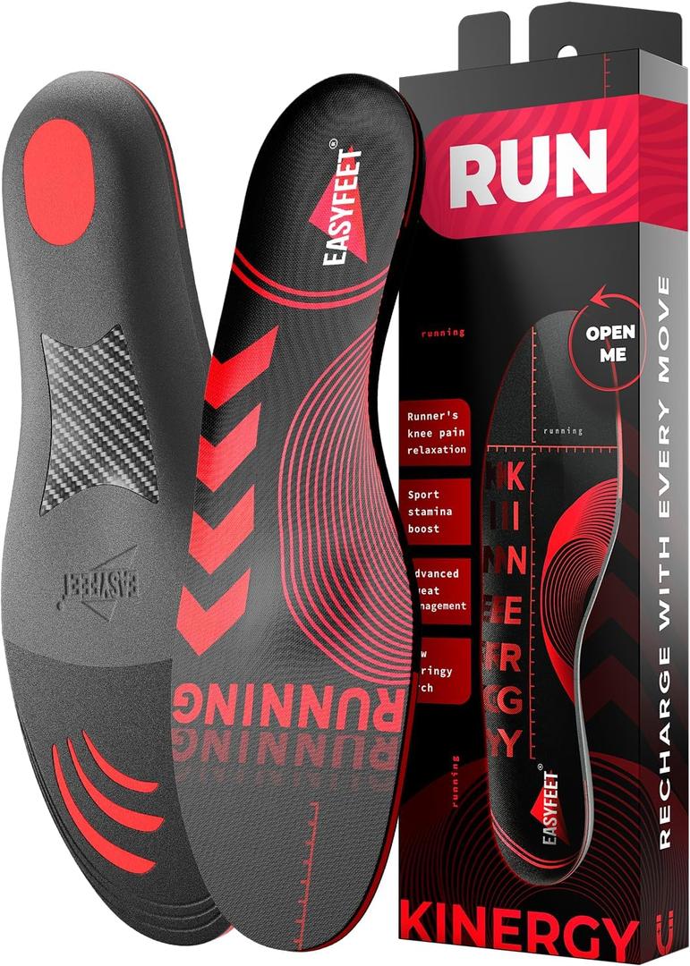 Running Athletic Shoe Insoles Men Women - Sport Insole - Shock Absorption Inserts - Walking Hiking Hockey Tennis Basketball - Orthotic Comfort Cushions Inserts Sneakers (XS (Men 4.5-6.5/Women 5.5-7.5), Red)