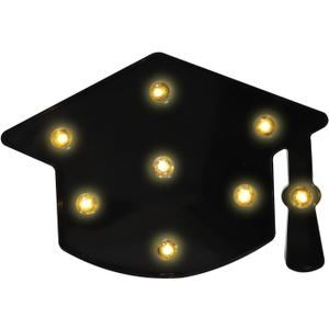 Graduation Cap Decorations Grad Light Up Letters Doctoral Tam Marquee Lights Hat for Master and Doctorate Ceremonies, High School College Bachelor Party, Graduation Decorations (Black)