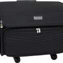 Everything Mary 4 Wheels Collapsible Deluxe Sewing Machine Storage Case - Rolling Trolley Carrying Bag for Brother, Singer