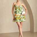 Women's Tropical Print Tie Backless V Neck Jumpsuit Sleeveless Wide Leg Short Rompers (M)