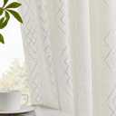 Linen Curtains for Bedroom, Silver Curtains 84 Inches Long Farmhouse Curtains for Living Room, Silver Foil Geometric Drapes, Moroccan Beige Light Filtering Curtain 2 Panels Grommet Top