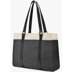 Barsine Women Laptop Tote Bag for Work Lightweight 15.6 Inch Canvas Two-Tone Satchel Handbag Purse