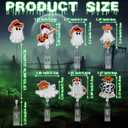 Geyoga 6 Pcs Halloween Badge Reels Cowboy Ghost Glow in The Dark Funny Western Spooky Retractable Badge Holder Glitter ID Tag Reel with Alligator Clip Gifts for Halloween Holiday Office Favors