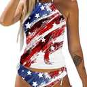 Womens Two-Piece Tankini Set Cow Skull with Leopard Print Sets Swimwear Tankini Top Sets Swimwear, L