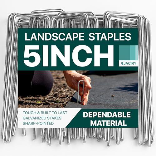 Landscape Staples 5 Inch 40 Pack, Galvanized Garden Stakes Yard Stakes Garden Staples Perfect for Weed Barrier Fabric, 11 Gauge Landscape Pins for Tent, Balloons, Irrigation Tube.