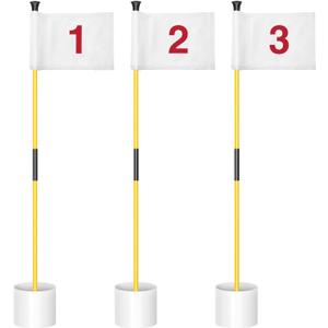 KINGTOP Golf Flagstick Mini, Putting Green Flag for Yard, All 3 Feet, Double-Sided Numbered Golf Flags, Golf Pin Flag Hole Cup Set, Portable 2-Section Design, Gifts Idea