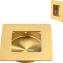 Homotek Recessed Sliding Closet Door Finger Pulls, 2-3/4 Inch Square, 2-1/8 Inch Diameter, Stainless Steel, Flush Handles for Pocket, Bypass, Barn Door Drawer Pulls (Brushed Gold, 2 Pack)