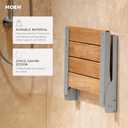 Moen Home Care Bathroom Safety Shower Chair for Elderly and Disabled, Stainless & Aluminum Foldable Teak Shower Bench, Handicap Accessories for Daily LIving, DN7110