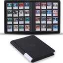 Snekdy premium 1024-pocket trading card binder, 16-pocket cards album, waterproof PU-leather Cover album with side loading, holds gaming, baseball, basketball & sports cards (Black)