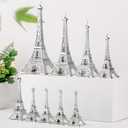 Hotop 9 Pcs Eiffel Tower Statue Decor Alloy Metal Paris Py Decoration 5 Size French Table Stand Holder Gift for Cake Topper Collectible Figurine Replica Home (Silver)