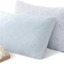 Lyralith Shredded Memory Foam Cooling Soft Bamboo Viscose Pillows Queen Size Set of 2, Adjustable Hypoallergenic Hotel Quality Bed Pillows for Side, Stomach or Back Sleeper, Oeko-TEX Certified