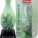 3D Puzzle Vase for Adults, 160-Piece Unique Curved Plastic Flower Vase,House Warming Gift for Flower Arrangements and Home Decor, for Mom (Bamboo)