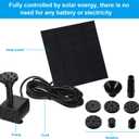 Mudder Solar Fountain Pump 1.5W 200L/H Solar Powered Panel Water Pump Garden Floating Tool with 6 Nozzles, Silicone Clear Tubing for Garden, Pool, Pond, Aquarium, Fountain Supplies
