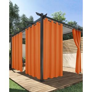 HolidayIdeas Outdoor Curtains for Patio Waterproof, 4 Panels - 54 x 84 Inch - Privacy Protection & Light Filtering Curtains Grommet Outside Curtains for Porch, Gazebo, Pergola (Mecca Orange)
