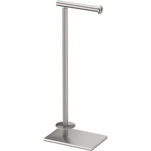 Gatco 1443SN Modern Square Base Toilet Paper Holder Stand with Storage, Satin Nickel, 21.13"H