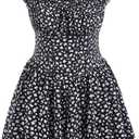 Women's Plus Size Floral Print Romper Boho Square Neck Wide Leg Vacation Short Jumpsuits XXL