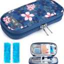 YOUSHARES Insulin Cooler Travel Case TSA Approved Medication Diabetic Supplies Cooler for Travel Refrigerated Medicine Organizer Bag with 2 Ice Pack (Cymbidium)
