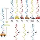 Transportation Party Hanging Swirl Decorations - 30Ct Cars Theme Happy Birthday Banner Garland for Transportation Themed Birthday Baby Shower Party Supplies