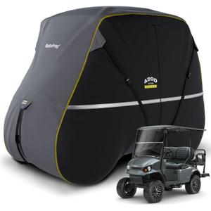 Golf Cart Cover 420D Waterproof Innovative 360 Windproof Design, Fits for Club Car, EZgo, Yamaha, and More 4/6 Passenger Golf Cart - Black/Gray