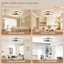 VOLISUN Low Profile Ceiling Fan with Light and Remote, 23.6in Flush Mount, Dimmable LED Fan Light, Bladeless for Bedroom (Black)