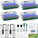 BlumWay Seed Starter Tray with Grow Light,4 Pack 160 Cells Seedling Tray with Humidity Dome/Indoor Grow Kit for Deep-Rooted Seedlings, Adjustable/Timed Light Plant Starter Set